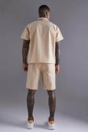 Mens Stone Short Sleeve Revere Boxy Technical Shirt & Short Set