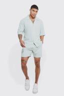 Mens Stone Short Sleeve Viscose Shirt & Short