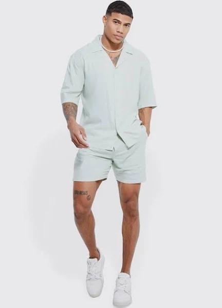 Mens Stone Short Sleeve Viscose Shirt & Short