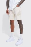 Mens Stone Slim Stretch Biker Detail Denim Shorts