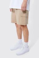 Mens Stone Tall Loose Fit Panelled Cargo Shorts