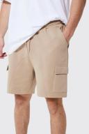 Mens Stone Tall Loose Fit Panelled Cargo Shorts