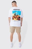 Mens Stone Tall Loose Fit Panelled Cargo Shorts