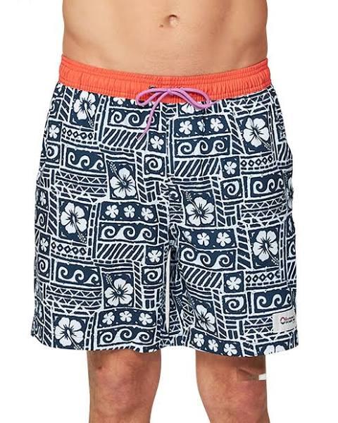Mens - Stretch Swim Short - Waves - Navy Flame Waves / XL