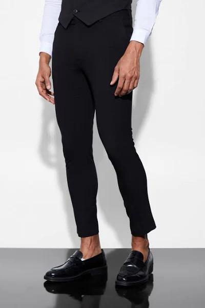 Mens Super Skinny Black Suit Trousers