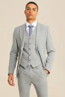 Mens Super Skinny Grey Single Breasted Jacket