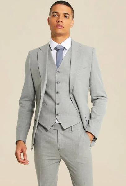 Mens Super Skinny Grey Single Breasted Jacket