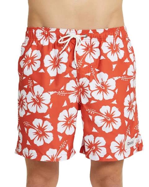 Mens - Swim Short - Hibiscus - Red Pepper Hibiscus / XXL