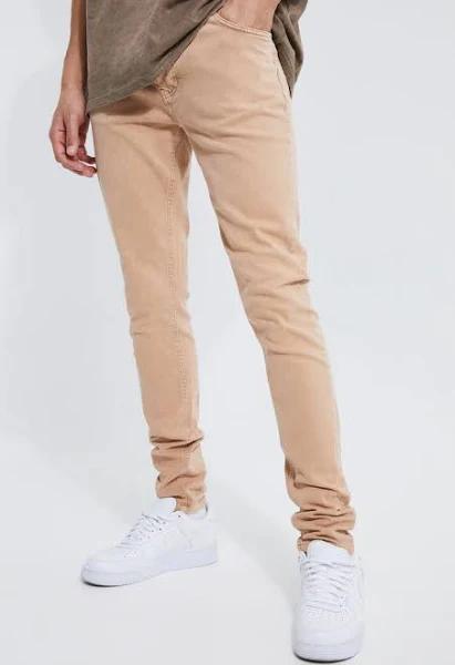 Mens Tall Skinny Stretch Overdyed Stone Wash Jeans
