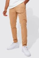 Mens Tan Fixed Waist Skinny Chino Trouser
