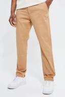 Mens Tan Fixed Waist Slim Chino Trouser