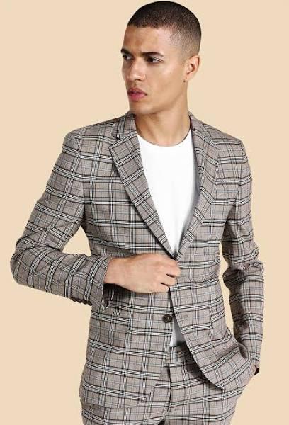 Mens Tan Single Breasted Super Skinny Suit Jacket
