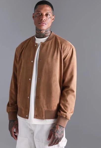 Mens Tan Suedette Bomber