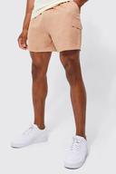 Mens Taupe Elastic Waist Comfort Cargo Linen Short