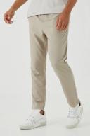 Mens Taupe Elasticated Tapered 4 Way Stretch Smart Trousers