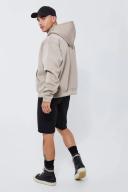 Mens Taupe Oversized Boxy Bonded Scuba Hoodie