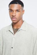 Mens Taupe Oversized Boxy Herringbone Shirt and Short Set