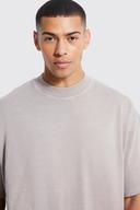 Mens Taupe Oversized Heavyweight Washed T-Shirt