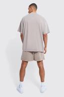 Mens Taupe Oversized Heavyweight Washed T-Shirt
