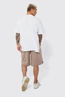 Mens Taupe Oversized Long Length Front Cargo Short