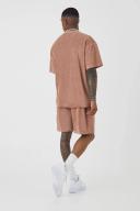Mens Taupe Oversized Premium Towelling T-Shirt & Short Set