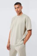 Mens Taupe Oversized Scuba T-Shirt and Jogger Set