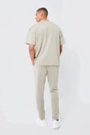 Mens Taupe Oversized Scuba T-Shirt and Jogger Set