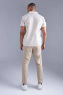 Mens Taupe Short Sleeve Regular Linen Look Shirt