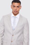 Mens Taupe Skinny Single Breasted Textured Suit Jacket
