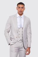 Mens Taupe Skinny Single Breasted Textured Suit Jacket