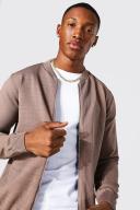 Mens Taupe Smart Knitted Bomber