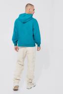 Mens Teal Boxy Heavy Loopback Hoodie