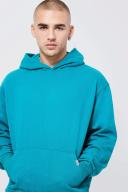 Mens Teal Boxy Heavy Loopback Hoodie