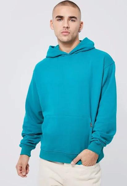 Mens Teal Boxy Heavy Loopback Hoodie