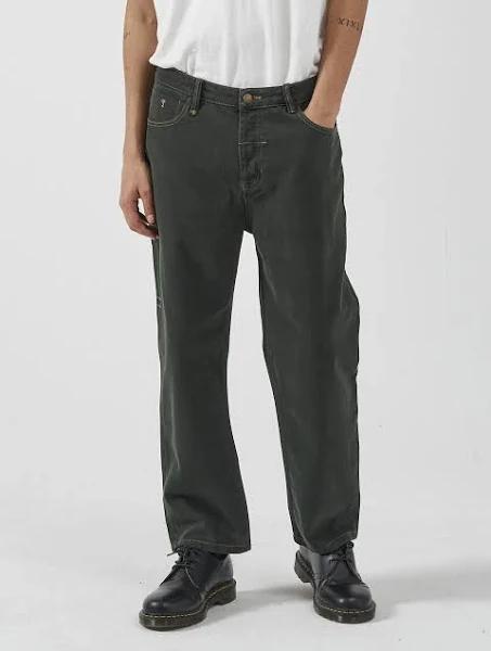 Mens Thrills Slacker Denim Jean Oil Green Tobacco Size 32