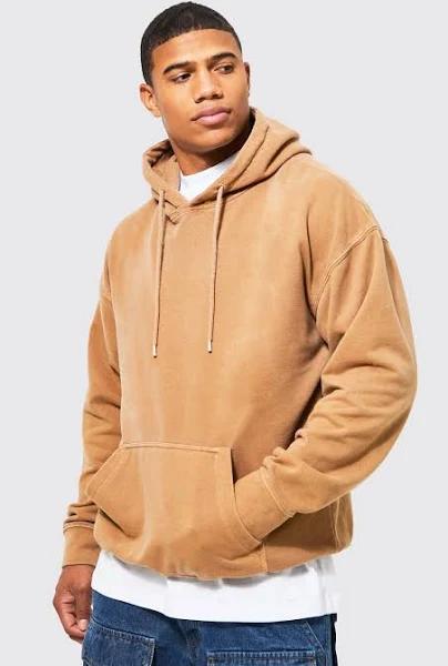 Mens Tobacco Oversized Washed Hoodie