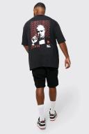 Mens True Black Plus Skinny Stretch Distressed Denim Short