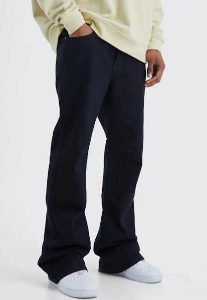 Mens True Black Relaxed Rigid Flare Jean