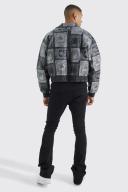 Mens True Black Skinny Stacked Distressed Ripped Jeans