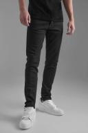 Mens True Black Skinny Stretch Knee Rip Jeans With Zips