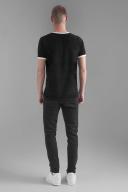 Mens True Black Skinny Stretch Knee Rip Jeans With Zips