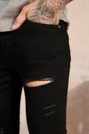 Mens True Black Super Skinny Jeans With All Over rips