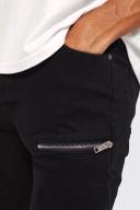 Mens True Black Tall Skinny Fit Large Biker Panel Jean