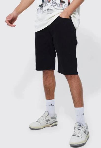 Mens True Black Tall Straight Rigid Carpenter Denim Short