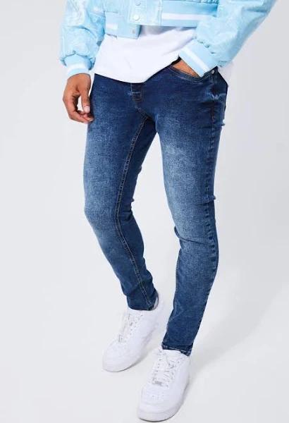 Mens Vintage Blue Skinny Stretch Jeans