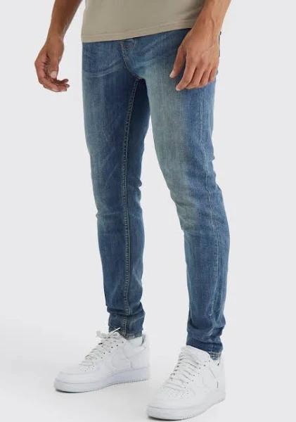 Mens Vintage Blue Skinny Stretch Jeans