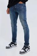 Mens Vintage Blue Skinny Stretch Stacked Jeans