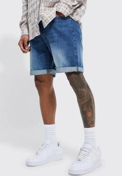 Mens Vintage Blue Slim Rigid Denim Shorts