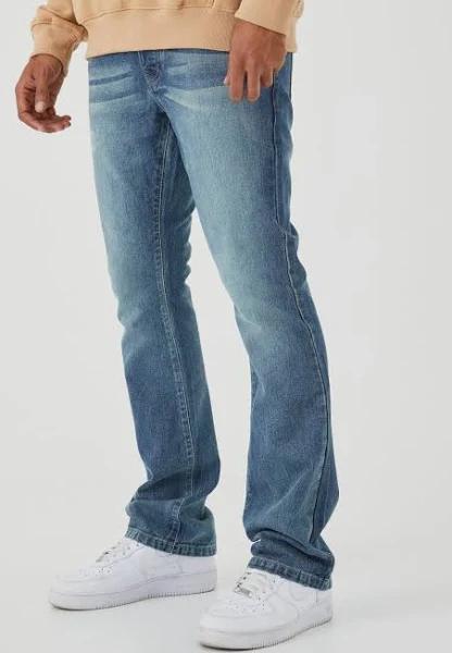 Mens Vintage Blue Slim Rigid Flare Jean