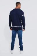 Mens Vintage Blue Tall Skinny Stretch Stacked Ripped Knee Jeans